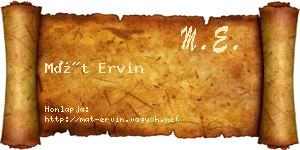 Mát Ervin névjegykártya